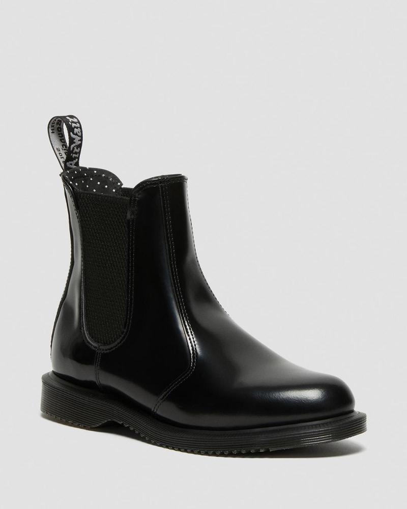 Dr Martens Flora Smooth Lær Chelsea Støvler Dame Svarte | Norge 645KOR